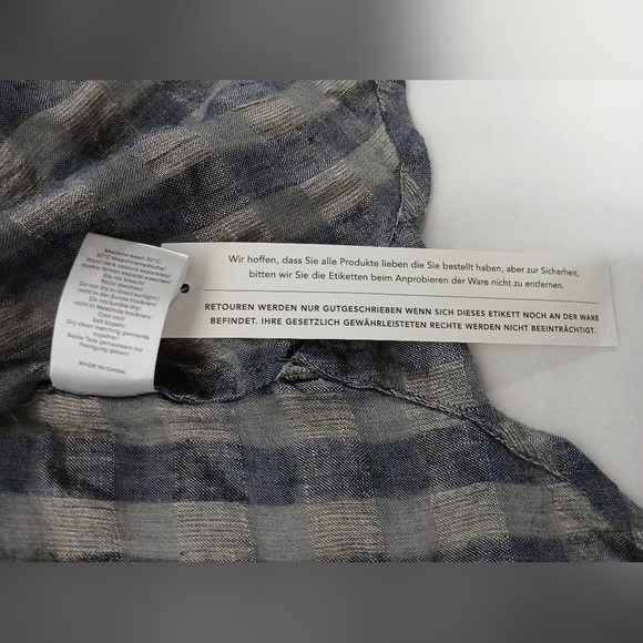 Poetry Plaid Boxy Relaxed Fit Pull On Linen/Cotton Top. Ladies Size 14 - Picture 5 of 7